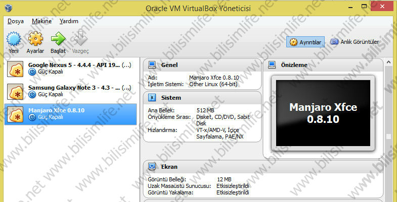 Oracle VirtualBox 4.3 Sanal Makine Ayarları