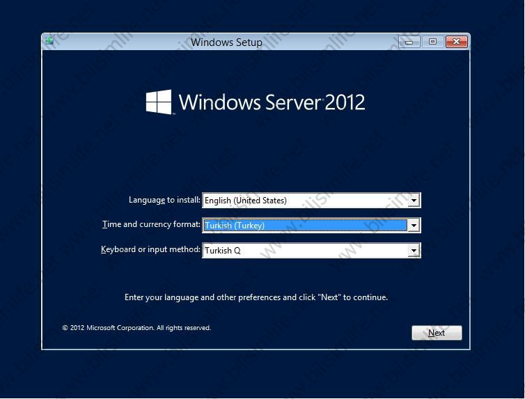 Windows Server 2012 Kurulumu