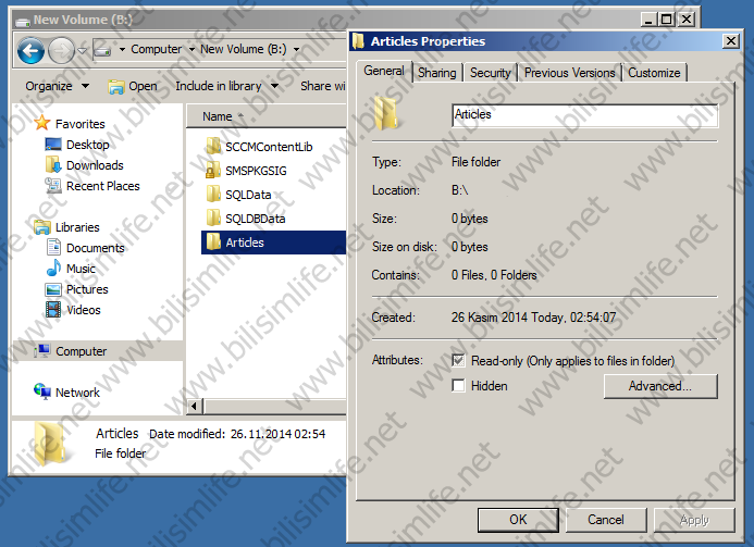 Windows Server 2008’de Paylaşım ve Erişim (Advanced Sharing)