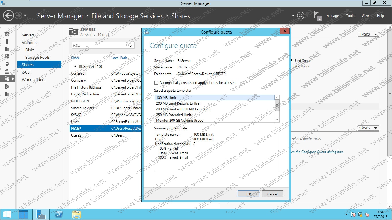 Windows Server 2012 Kota Yönetimi
