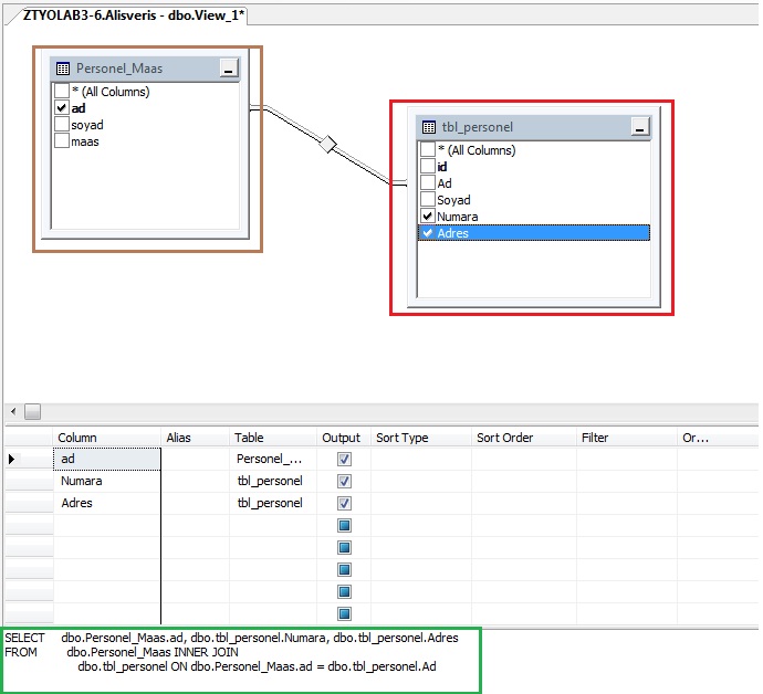 SQL Server’da View Oluşturmak